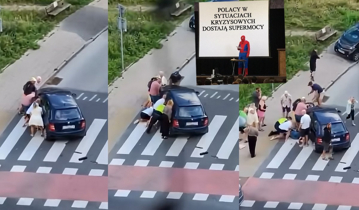 Sopot: świadkowie wypadku zorganizowali się i razem podnieśli samochód, uratowali życie