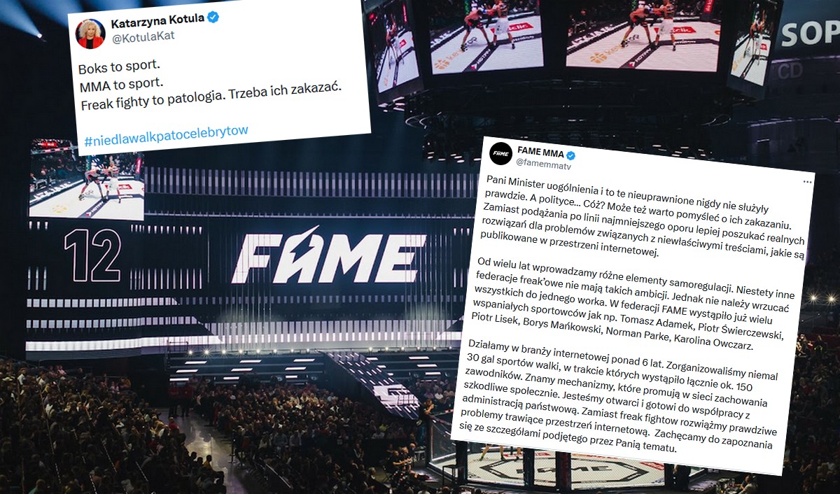 Fame MMA odpisało ministrze Kotuli, że nie trzeba delegalizować freak fightów tylko się zastanowić