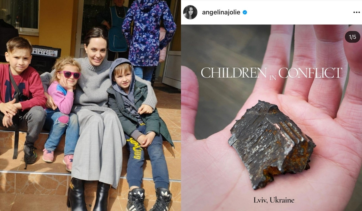 Angelina Jolie o wizycie w Ukrainie: jakaś dziewczynka pokazała "wyjątkowy kamień", okazało się, że to kawałek bomby