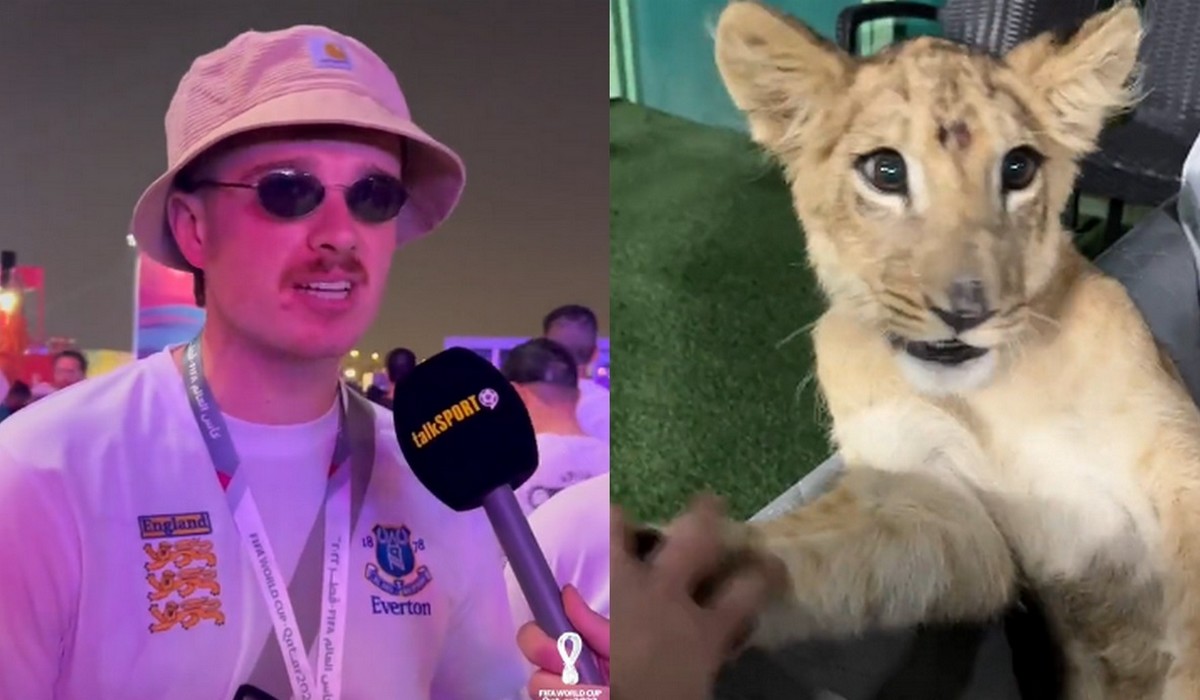 Katar: brytyjscy kibice szukali piwa, poznali syna szejka i skończyli bawiąc się z jego lwem