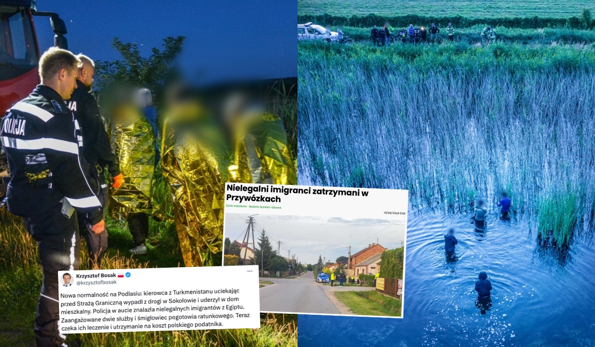 Radnica: nielegalni migranci schowali się w stawie, na Podlasiu inni wpakowali się autem w dom