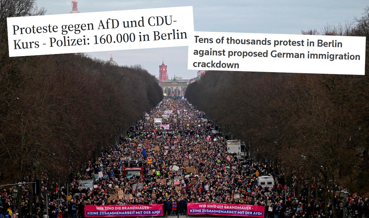 Masowe demonstracje w Niemczech, ludzie wyrażali sprzeciw wobec AfD i polityki migracyjnej