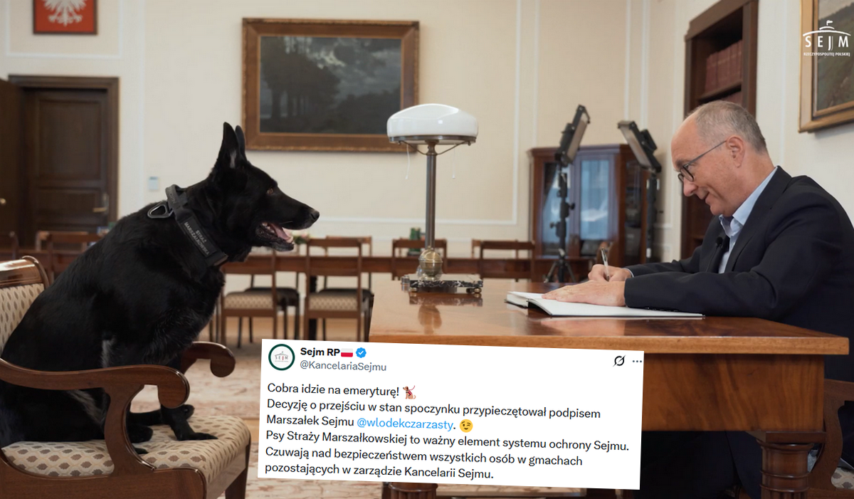 Suczka Cobra, pracująca od ośmiu lat w Sejmie, przeszła na emeryturę