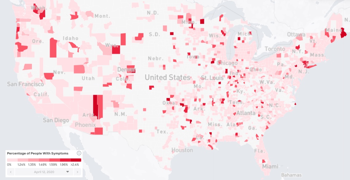Facebook wypuszcza eksperymentalną mapę koronawirusa w oparciu o doniesienia użytkowników