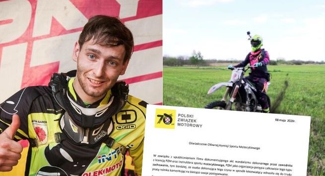 Artur Puzio za jazdę po polu stracił licencję instruktora Polskiego Związku Motorowego