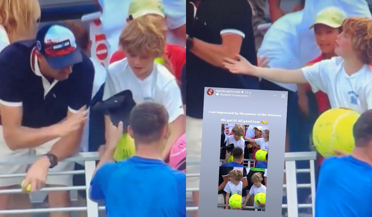 Majchrzak rozdawał prezenty po meczu, ale jakiś dorosły chłop ukradł czapkę przeznaczoną dla chłopca