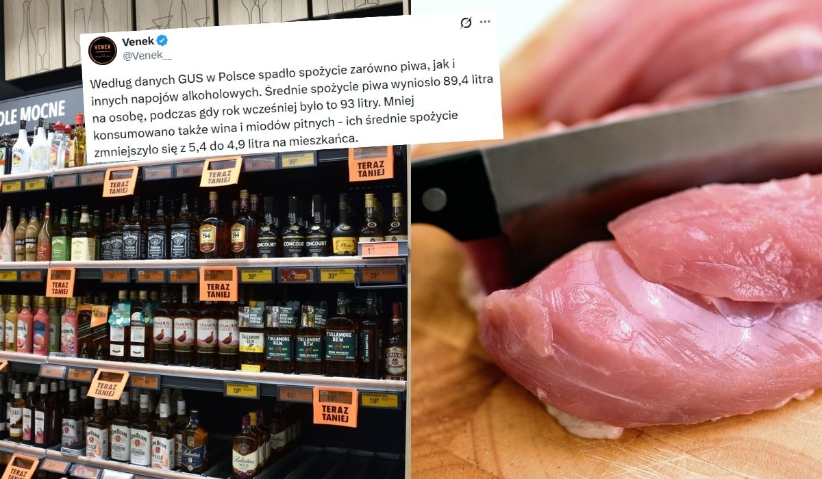 GUS: Polacy piją mniej alkoholu, za to jedzą coraz więcej mięsa