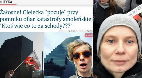Cielecka zrobiła selfie przy pomniku smoleńskim. wPolityce.pl: "Żałosne!"