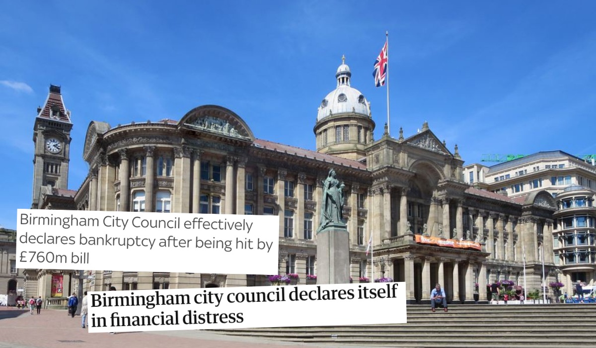 Birmingham, drugie największe miasto w Wielkiej Brytanii, ogłosiło bankructwo