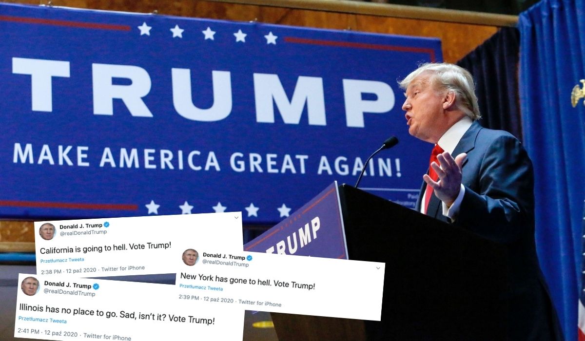 Donald Trump krytykuje na Twitterze stany, w których przegrywa
