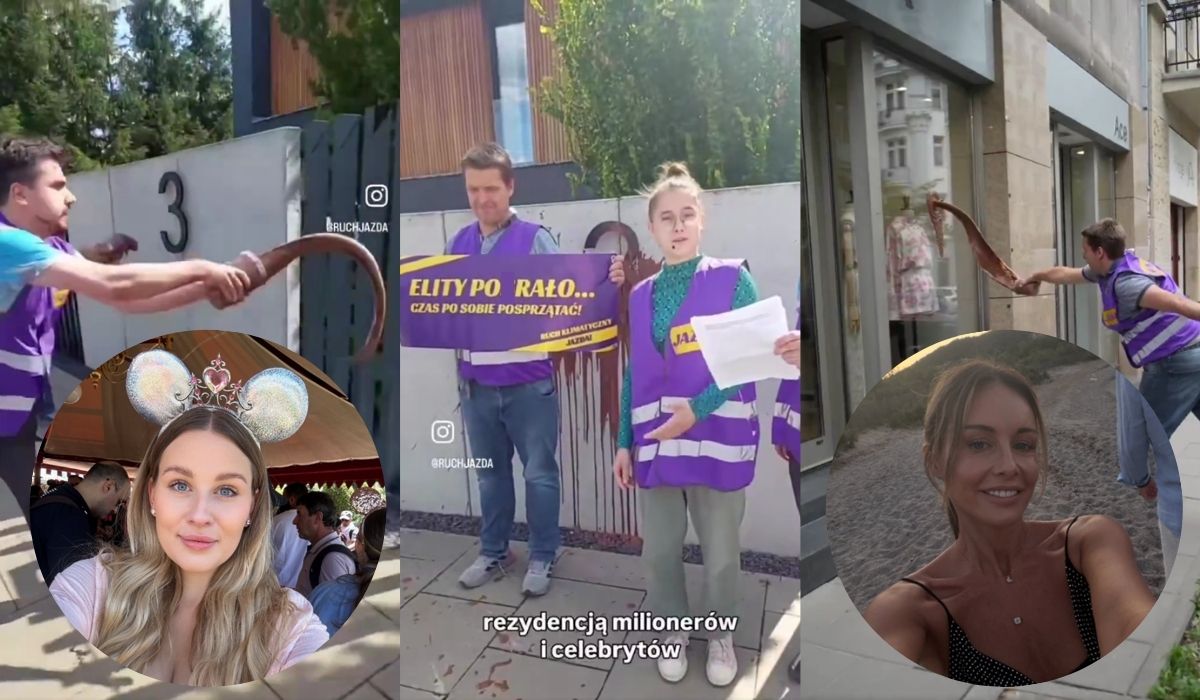 Aktywiści obrzucili sztuczną kupą butik Rozenek i dom influencerów