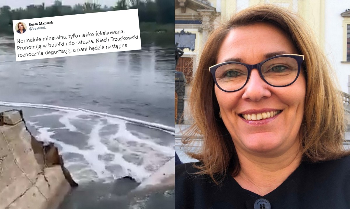Beata Mazurek o warszawskiej wodzie: mineralna, lekko fekaliowana. Proponuję w butelki i do ratusza