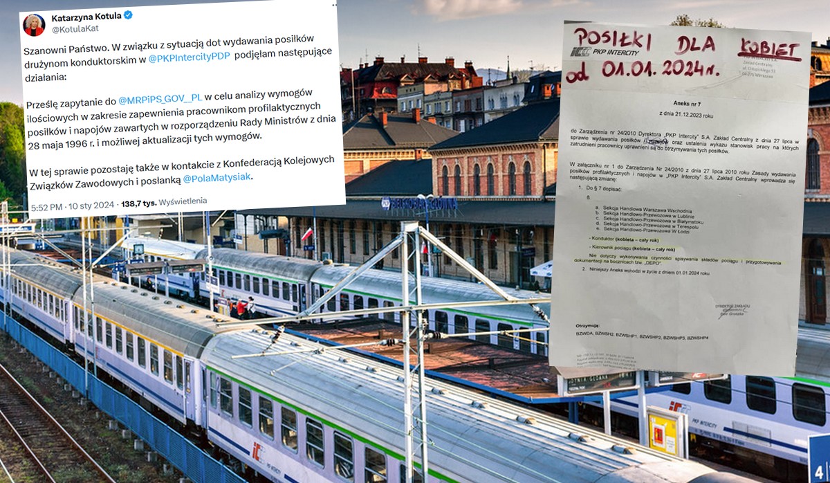 W PKP posiłki dostają tylko konduktorki, bo konduktorom według prawa się nie należą