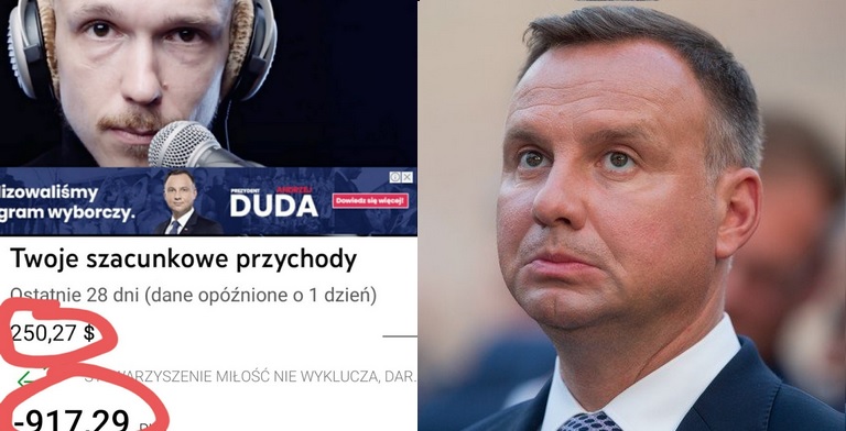 Gonciarz przekazuje pieniądze z reklam Dudy na stowarzyszenie LGBT