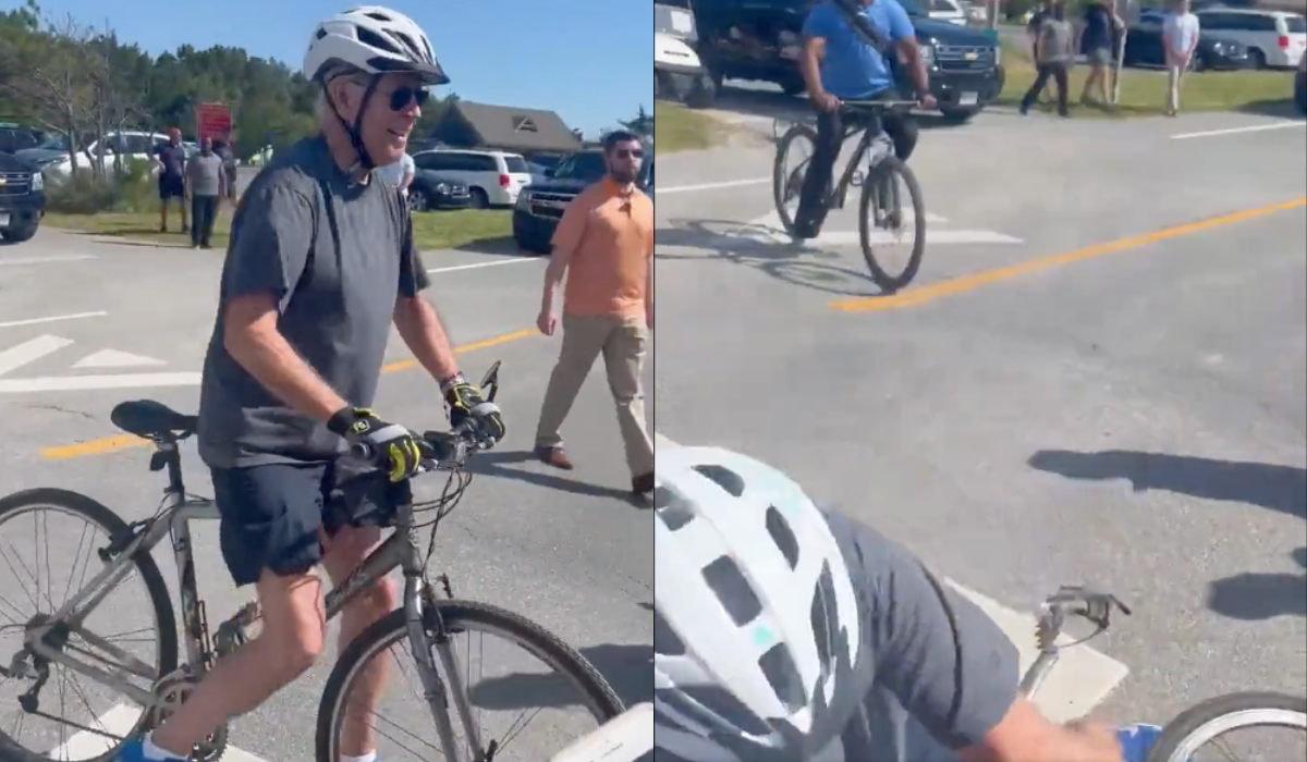 Joe Biden spadł z rowerka, potem wstał i pojechał dalej