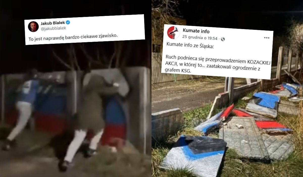 Kibice nagrali zniszczenie płotu, na którym inni kibice namazali nazwę wrogiej drużyny