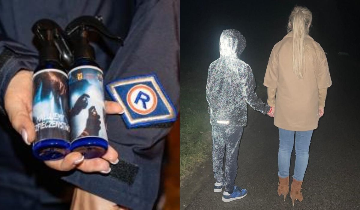 Policja eksperymentuje ze znakowaniem pieszych i rowerzystów odblaskowym sprayem