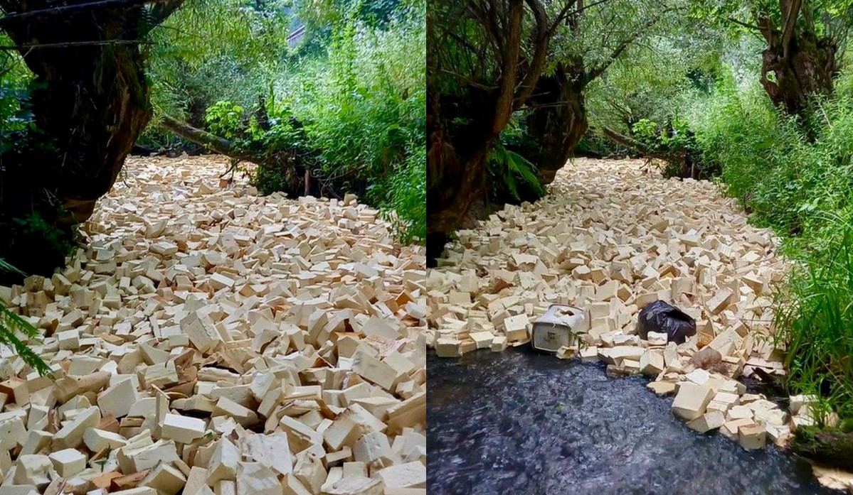 Izdebki: ktoś wpadł na kreatywny pomysł wywalenia sporej ilości styroduru do rzeki, trwa śledztwo prokuratury