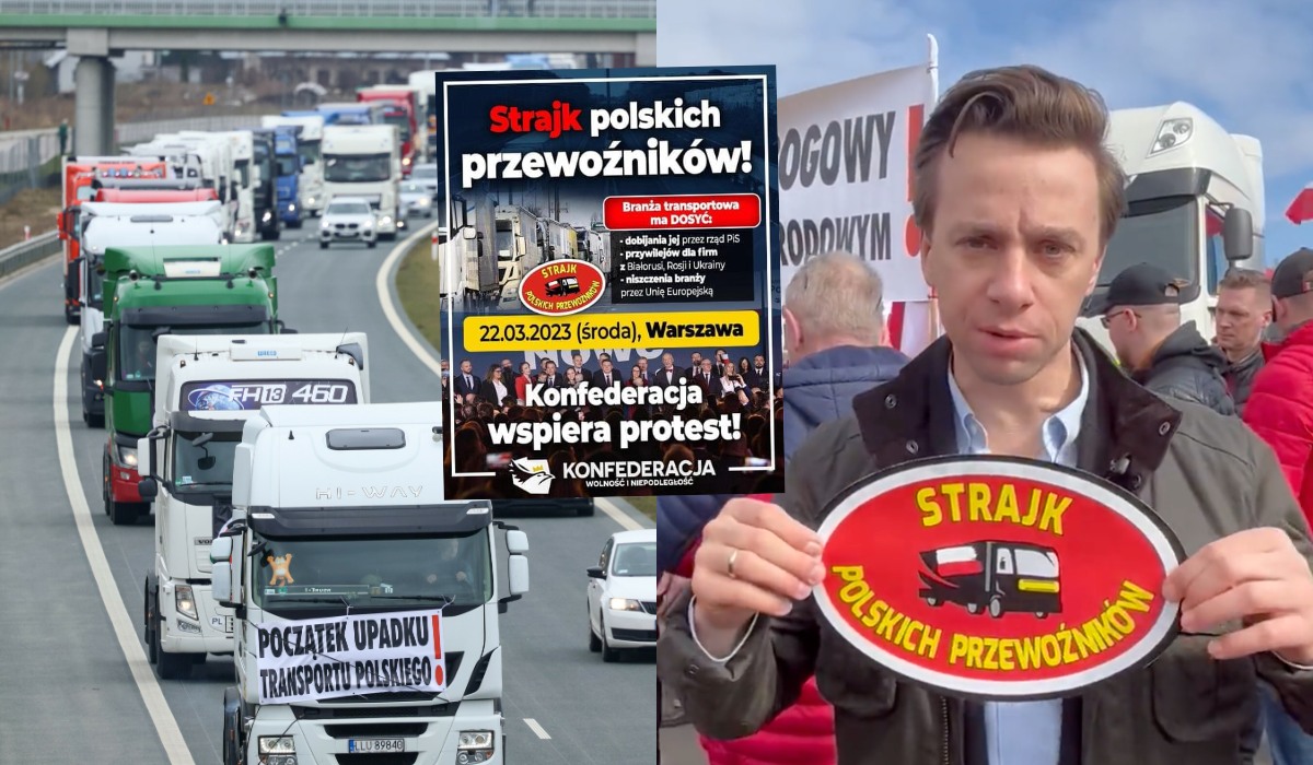 Przewoźnicy ze wsparciem Konfederacji zrobili strajk ostrzegawczy, następny ma blokować Warszawę