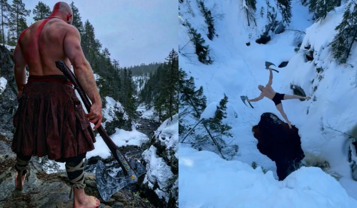 Norweg stylizujący się na Kratosa z God of War zyskał wielką popularność przez swoje "skoki śmierci"
