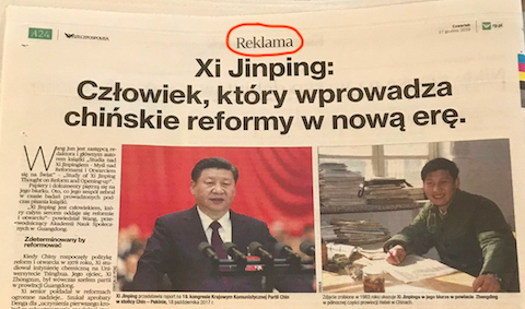 Chiny reklamują swojego przywódcę w "Rzeczpospolitej"