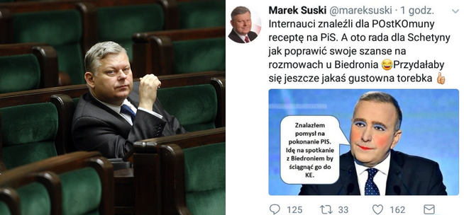 Suski tłumaczy się z wpisu o Schetynie: przez pomyłkę zamieścił go mój asystent