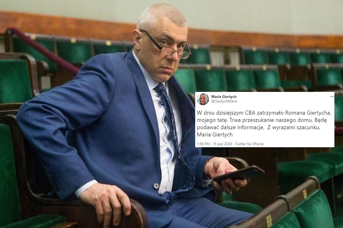 Córka Romana Giertycha: CBA zatrzymało mojego tatę, przeszukują nam dom