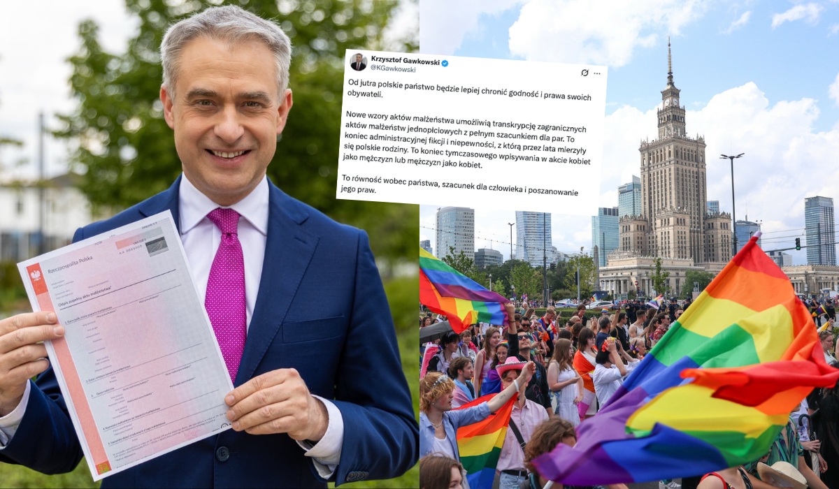 Rozpoczęły się transkrypcje ślubów par jednopłciowych, minister Gawkowski ogłasza sukces
