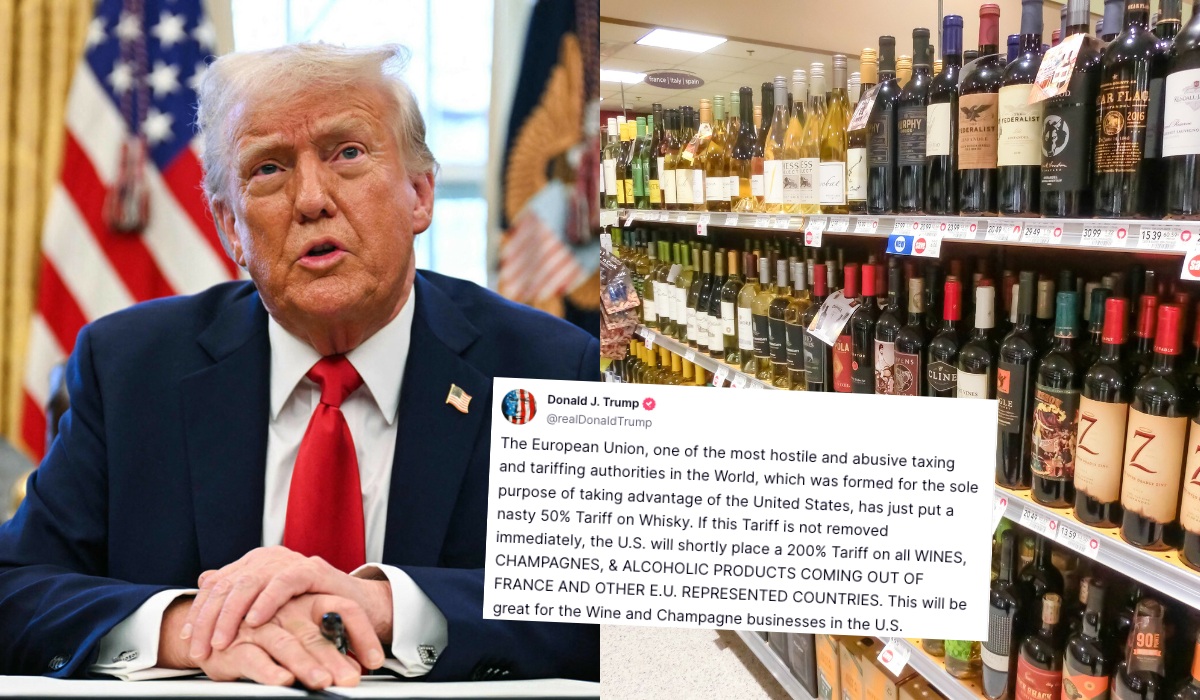 Donald Trump grozi Unii Europejskiej 200-procentowymi cłami na wino w odwecie za cła na whisky