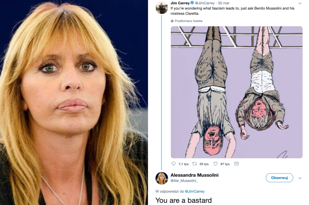 Jim Carrey pokłócił się z wnuczką Mussoliniego na Twitterze, w ogóle co za czasy