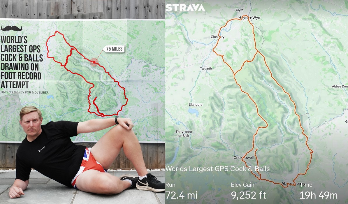 UK: mężczyzna z GPS wyrysował największego na świecie siurka na mapie w ramach kampanii społecznej