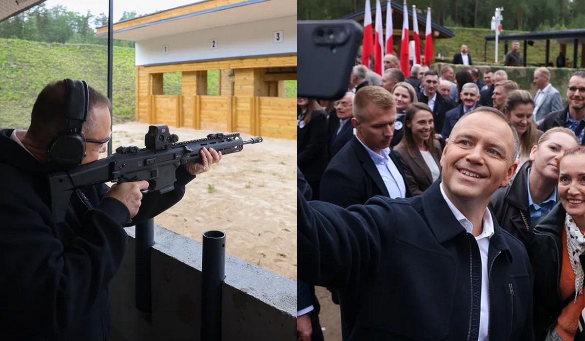 Prezydent Nawrocki na otwarciu strzelnicy przekonywał, że trzeba rozpocząć debatę o dostępnie do broni