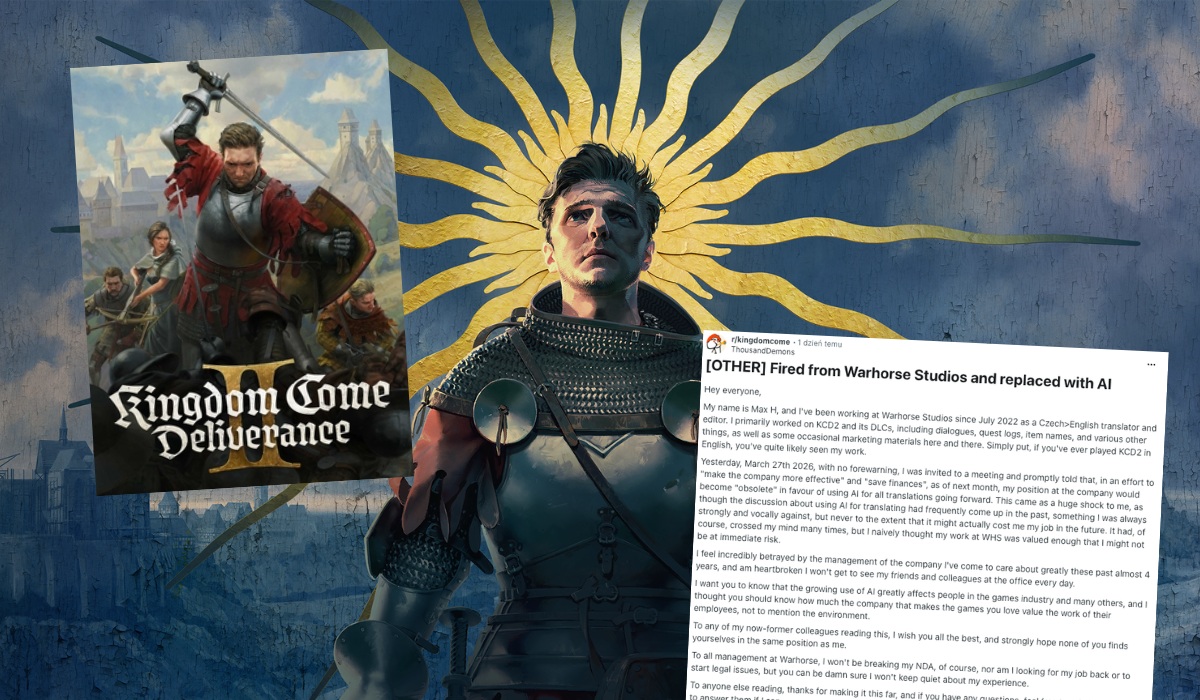 Studio odpowiedzialne za serię Kingdome Come: Deliverance zwolniło swojego długoletniego tłumacza i zastąpiło go AI