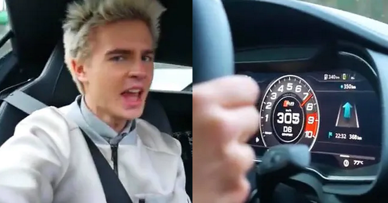Youtuber Kruszwil nagrał jazdę audi R8 ponad 300 km/h