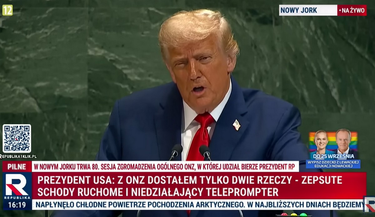 Trump krytykuje ONZ na posiedzeniu ONZ, że jedyne co im wychodzi to listy