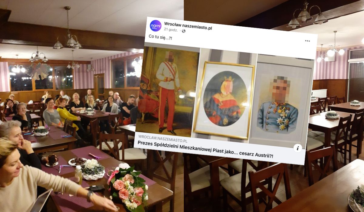 Wrocław: spółdzielnia mieszkaniowa zafundowała remont klubu i wstawiła tam portrety zarządu jako arystokratów