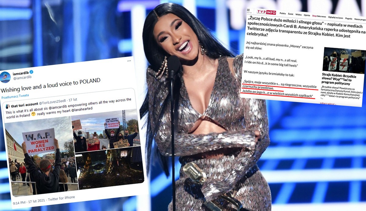 Cardi B jakby wsparła Strajk Kobiet, TVP wytropiło, że ma wulgarne teksty