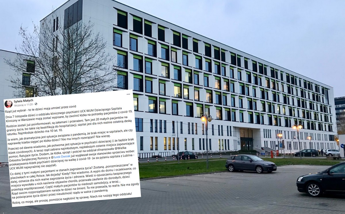Oddział psychiatrii w Warszawie zwalnia łóżka dla dzieci chorych na Covid-19 borykających się z problemami psychicznymi