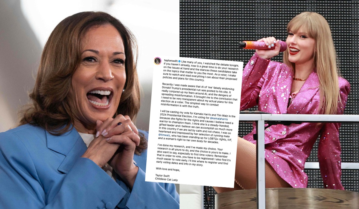 Taylor Swift wprost poparła Kamalę Harris i zachęca fanów do głosowania 