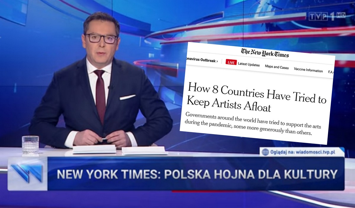 Wiadomości podały, że NYT chwali Polskę za pomoc artystom. Tylko, że nie chwali