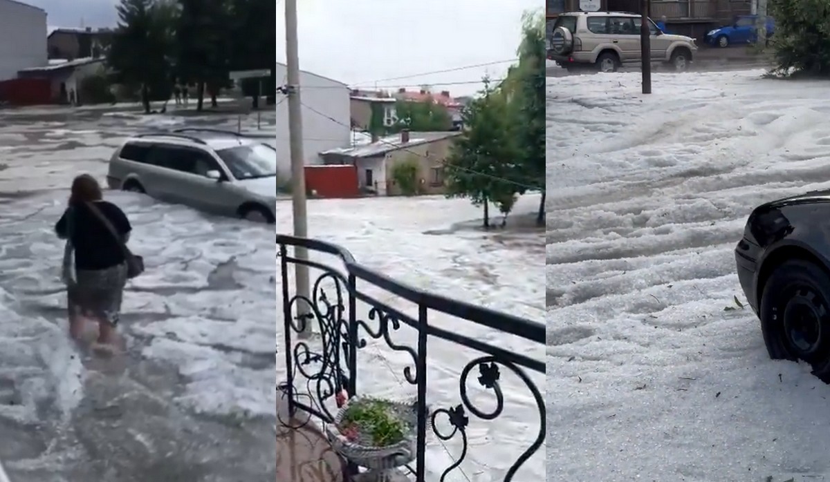 Wolbrom wygląda, jakby można było lepić bałwana, miasto nawiedziła burza gradowa