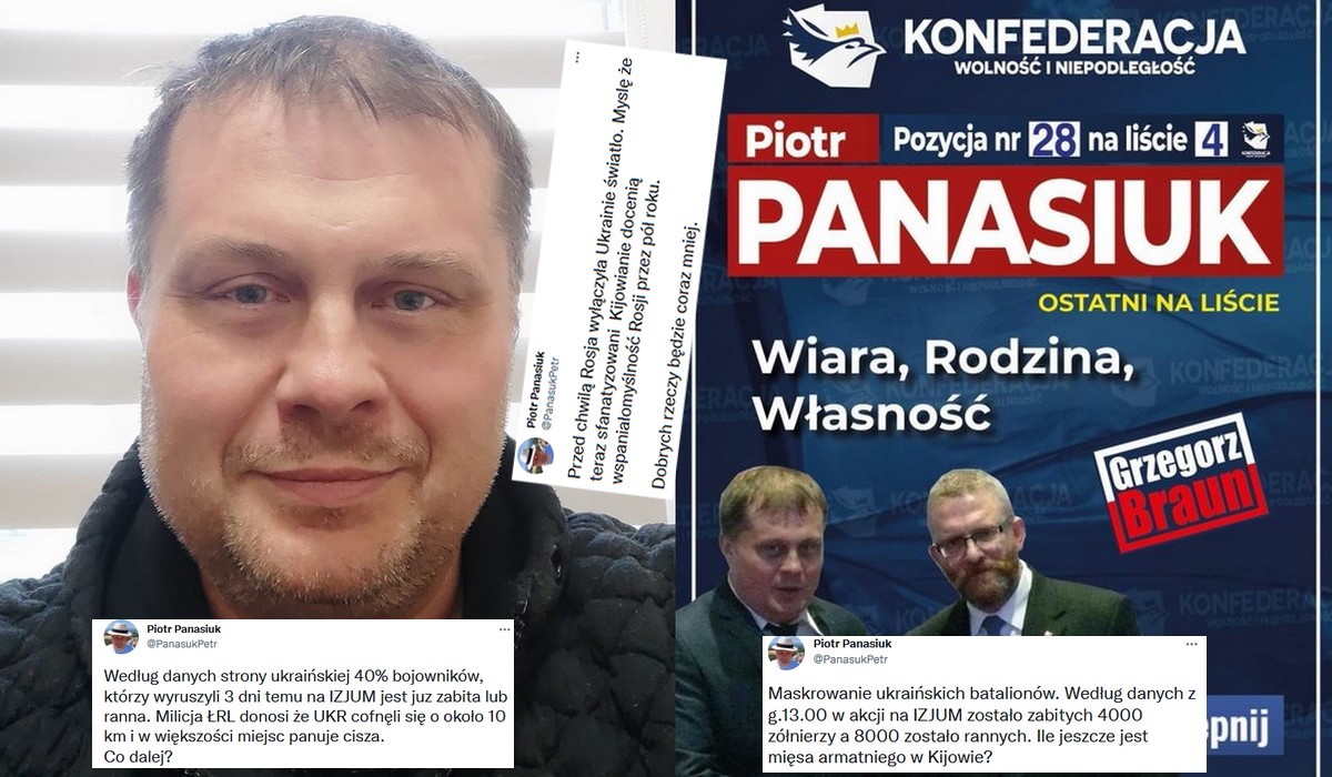 Kandydat Konfederacji w wyborach do Sejmu nie ustaje w przekonywaniu, że Ukrainę trzeba porzucić i dogadać się z Rosją