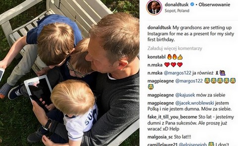 Donald Tusk: "Wystartowałem z Instagramem. Zacząłem w 61. urodziny"