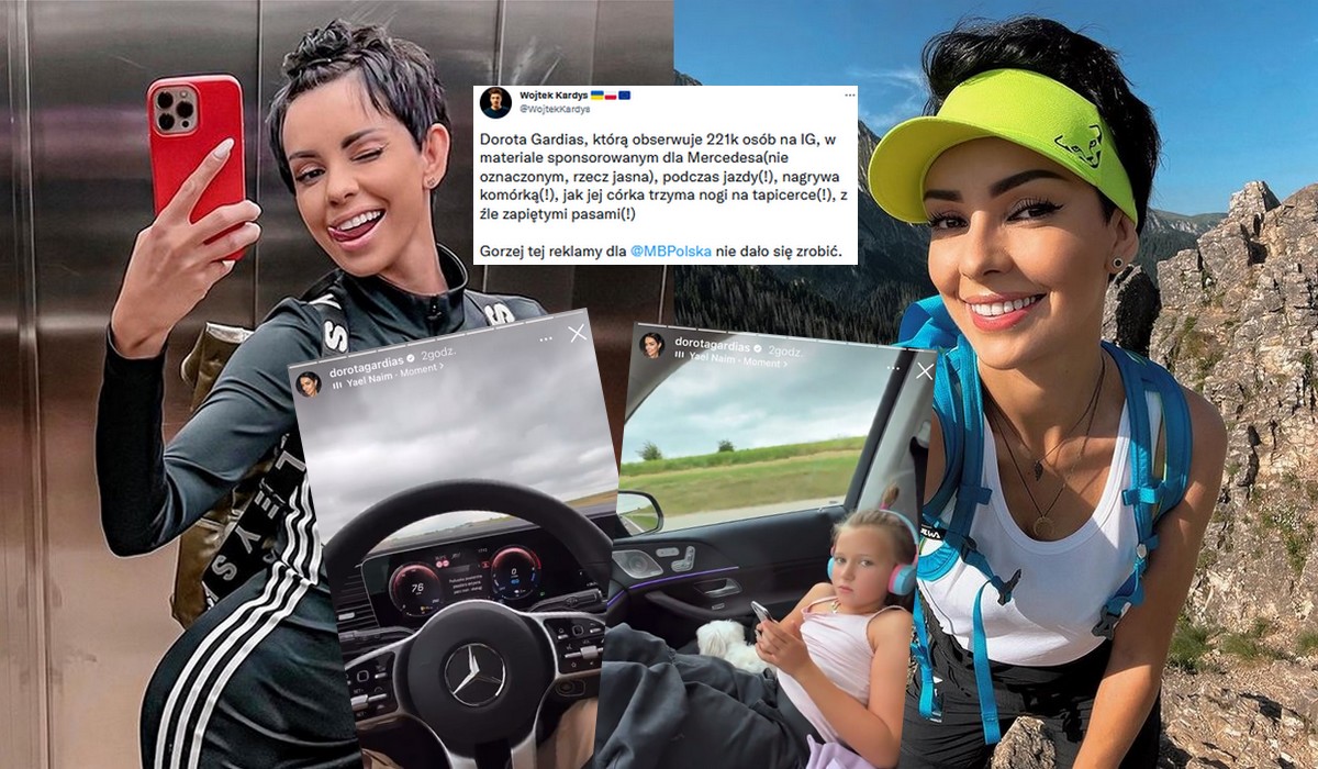 Dorota Gardias reklamuje Mercedesa kręcąc w czasie jazdy córkę ze źle zapiętymi pasami