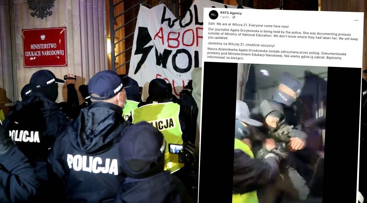 Blokada pod siedzibą MEN: policja zatrzymała fotografkę współpracującą z GW