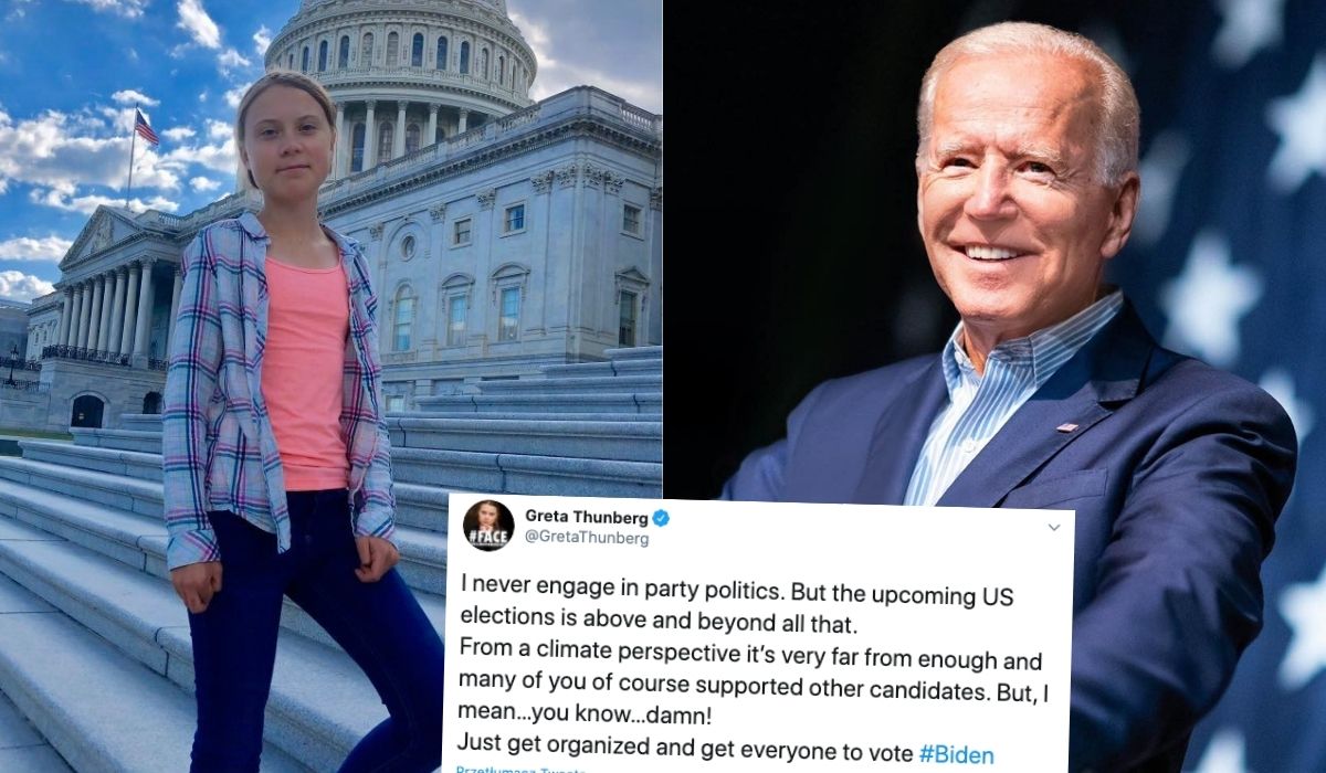 Greta Thunberg popiera Joe Bidena i zachęca do głosowania