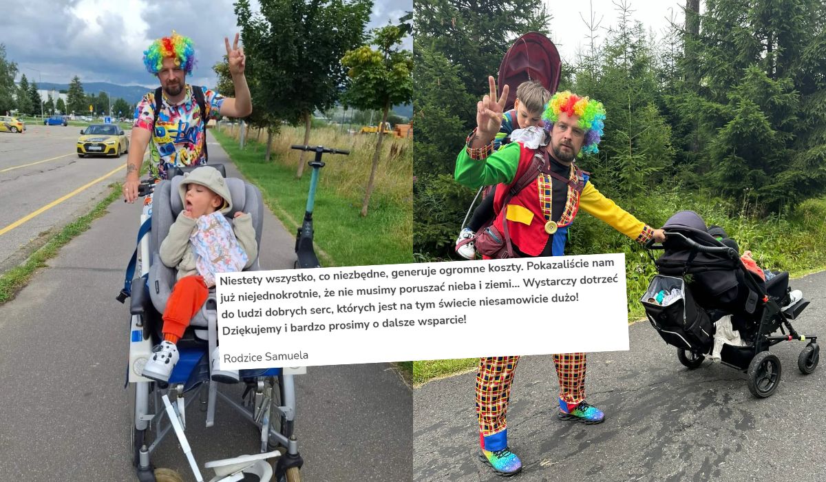 Zbiórka na zdrowie Samuela udała się, jego tata promował ją w przebraniu klauna w górach
