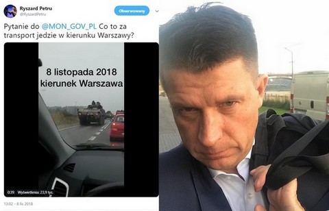 Petru do MON: "Co to za transport jedzie w kierunku Warszawy?"