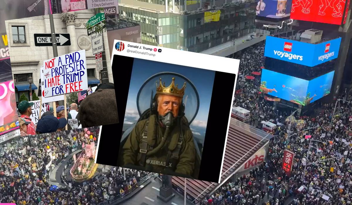 Donald Trump opublikował film AI, na którym z samolotu wojskowego zrzuca łajno na protestujących Amerykanów