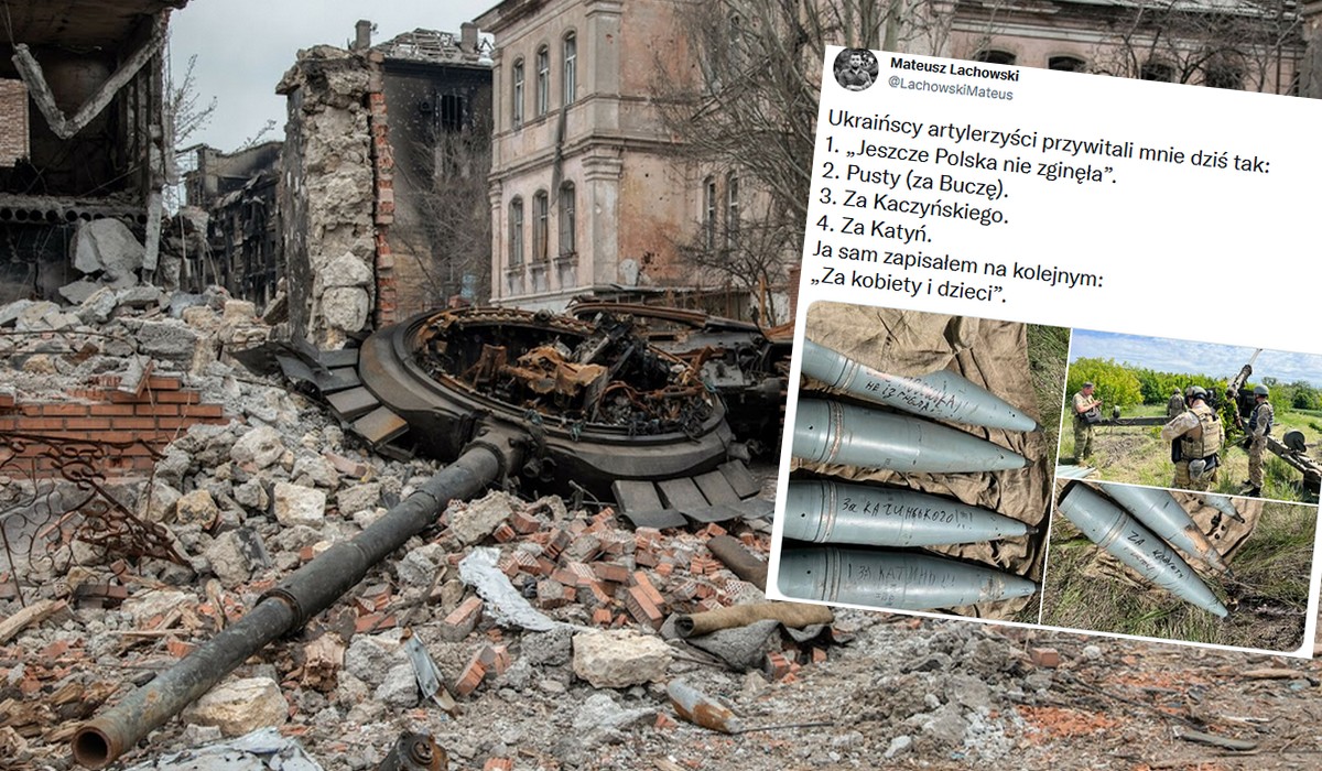 Polski dziennikarz pokazał ukraińskie rakiety z dedykacjami także za Polskę: "za Kaczyńskiego", "za Katyń"